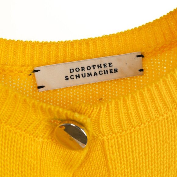 Dorothee Schumacher Yellow Cashmere Cold-Shoulder Cardigan - Picture 7 of 9